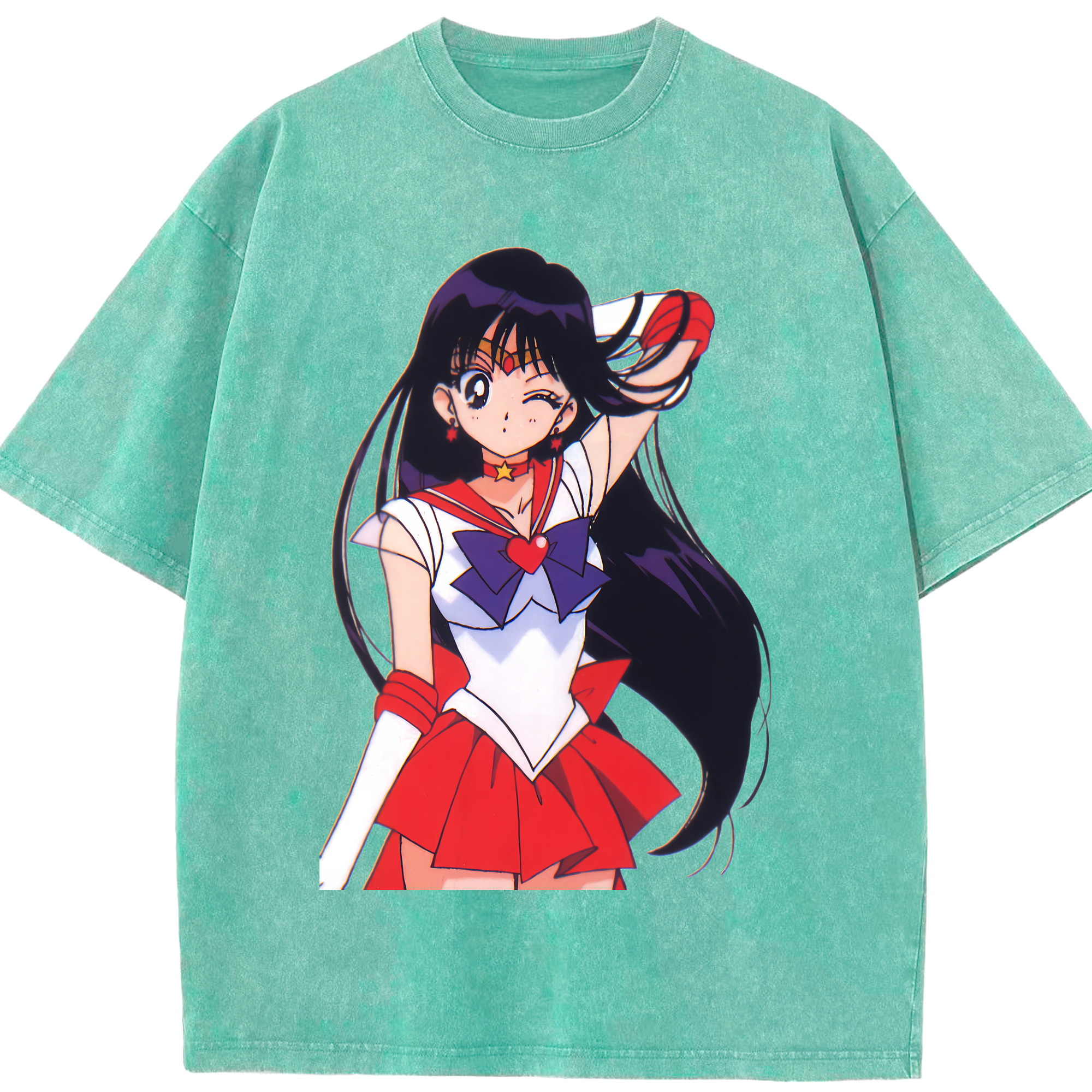 （画像用） 美少女戦士セーラームーン 火野レイ ひの レイ Sailor Moon Hino Rei （セーラーマーズ,Sailor Mars） 綿100% ヴィンテージ風 半袖Tシャツ（フロントプリント）